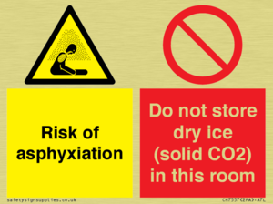 Risk of asphyxiation. Do not store dry ice (solid CO2) in this room